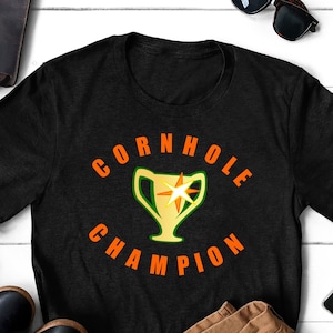 Cornhole Champion T-Shirt: Tournament Trophy Design