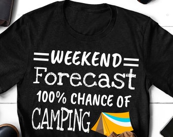 Weekend Forecast Camping T-Shirt: Unisex Cotton Camp Tee