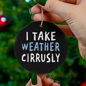 Funny Weather Ornament: I Take Weather Cirrusly, Meteorologist Gift