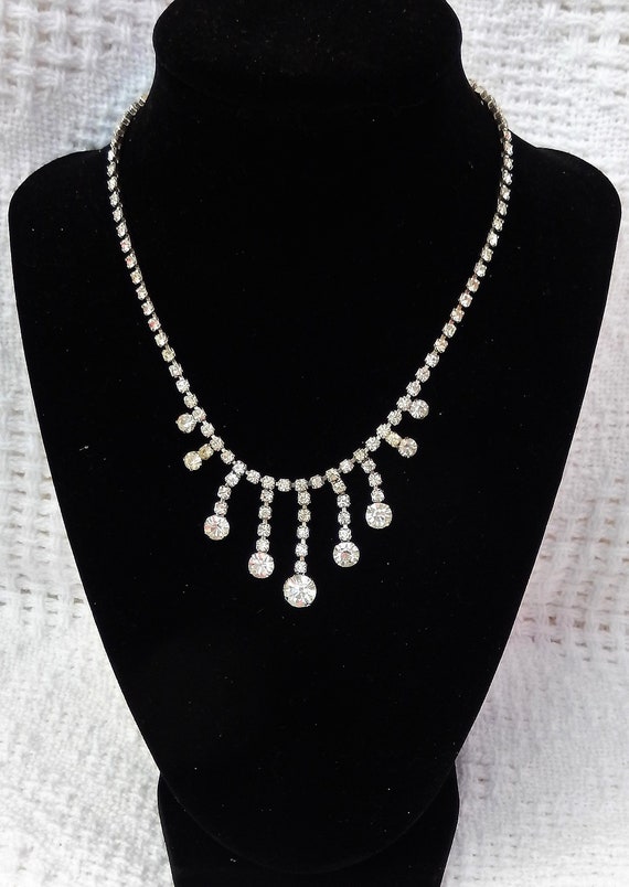 Vintage Kramer of New York Rhinestone Drop Choker… - image 1