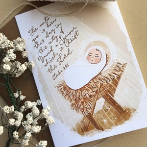 Christmas cards (set of 4 w/envelopes), Christmas cards, holiday cards, Christian art, Christmas, Christmas gifts, holiday gifts