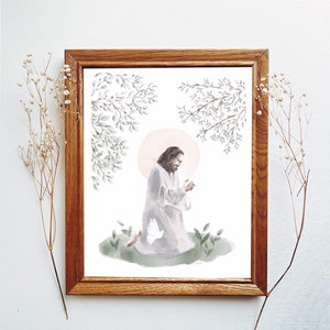 Jesus in the garden of Gethsemane, Jesus praying, Gospel of Matthew, Jesus, Christian art, Christian artist, faith based art, Jesus art, art