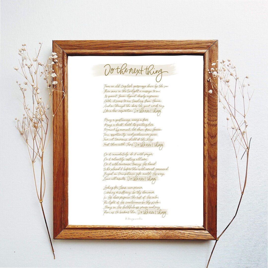 Do the Next Thing Poem, Do the Next Thing Prayer, Elliot, Elisabeth ...