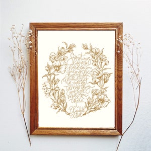 Elisabeth Elliot Quote Print: Floral Christian Wall Art (8x10)