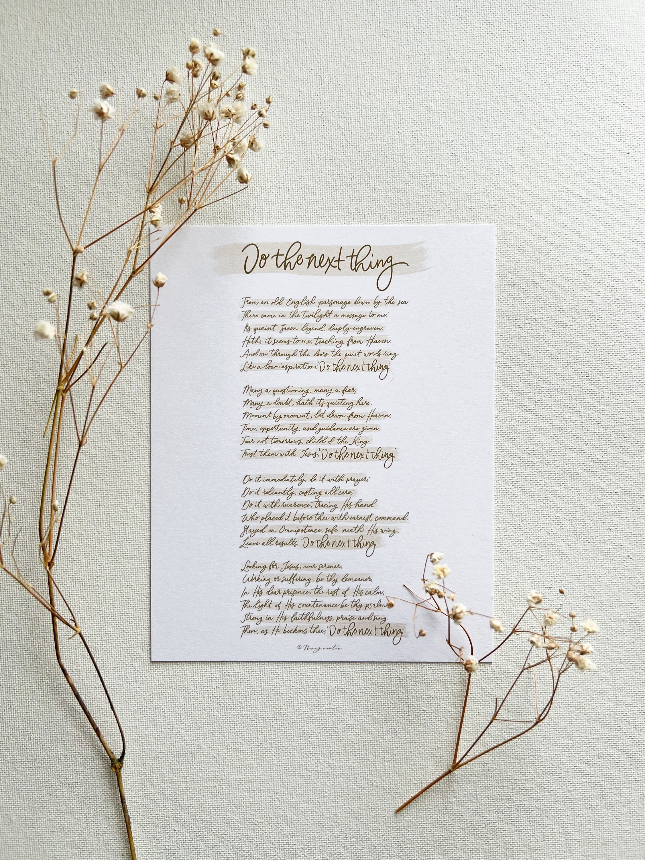Do the Next Thing Poem, Do the Next Thing Prayer, Elliot, Elisabeth ...