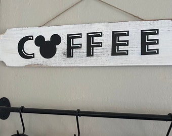 Farmhouse Coffee Kitchen Hanging Sign Mickey Inspired