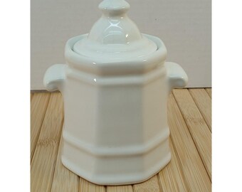 Pfaltzgraff Heritage White Sugar Bowl with Lid Octagonal Stoneware Farmhouse