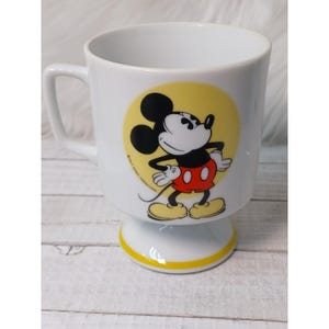 Vintage Walt Disney Productions Mickey Mouse Pedestal Mug Footed Cup Japan White image 2