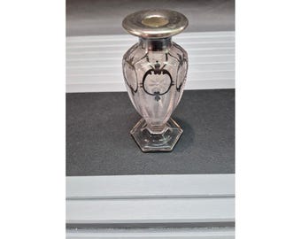 Antique Art Nouveau Decorative Silver Overlay Vase 4 Inch