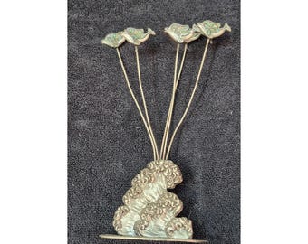 Vintage Silver Tone Photo Holder 5 Dolphin Wave Glitter Accents Custom Flexible