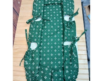 Longaberger Heritage Green Floral Basket Liner with Ruffle and Ties 16x8