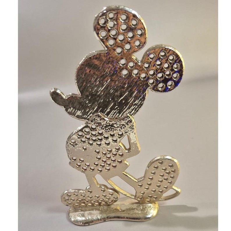 Vintage Disney Mickey Mouse Earring Holder Gold Tone Enamel Jewelry Display image 3