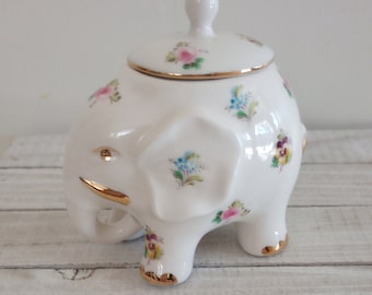 Grace's Teaware Covered Sugar Bowl, Near Mint Condition, Happy Elephant