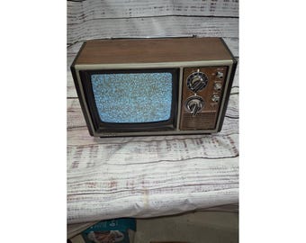 Vintage Quasar XP2117NW Portable TV Woodgrain Solid State AC/DC 1976 Intact