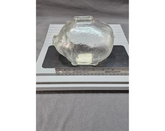 Anchor Hocking Clear Glass Piggy Bank Textured Pebbled Coin Bank A 5068 USA