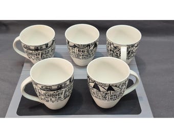 Mikasa Ultima+ Parisian Scenes Mugs Set of 5 Susan Steinberg HK 114 Fine China
