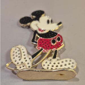 Vintage Disney Mickey Mouse Earring Holder Gold Tone Enamel Jewelry Display image 2