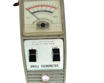 Vintage Analog Dwell Tachometer Engine Diagnostic Tool 4 6 8 Cylinder RPM Tester