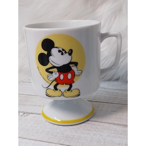 Vintage Walt Disney Productions Mickey Mouse Pedestal Mug Footed Cup Japan White image 1