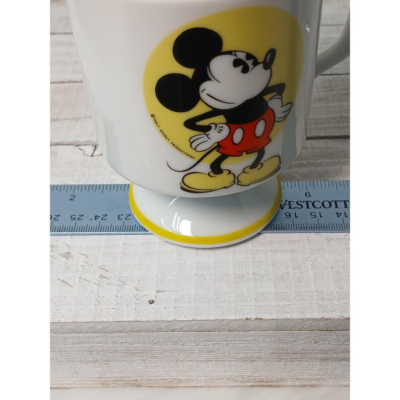 Vintage Walt Disney Productions Mickey Mouse Pedestal Mug Footed Cup Japan White image 6