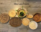 Wicker wall baskets, wicker basket,Lot of 8 wicker wall baskets,wicker baskets,Instant Collection,Boho Wall decor,Basket wall hanging