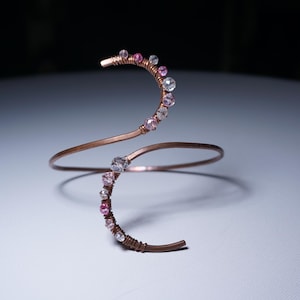 Princess Model Elf Jewelry Arm Bracelet , Hammered Model Copper Pink Crystals, Adjustable Special Arm bands , Party Festival Biceps Bracelet
