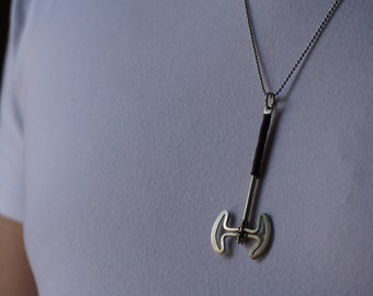 Double Sided Alpaca Ax Necklace: Nordic Viking Jewelry Gift