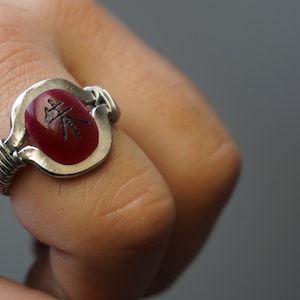 Anime Organization Ring Cosplay Character Jewels Handmade Natural stone Jadeite Ring Original Elite Design Ninja Kanji Embroidered Jewelry