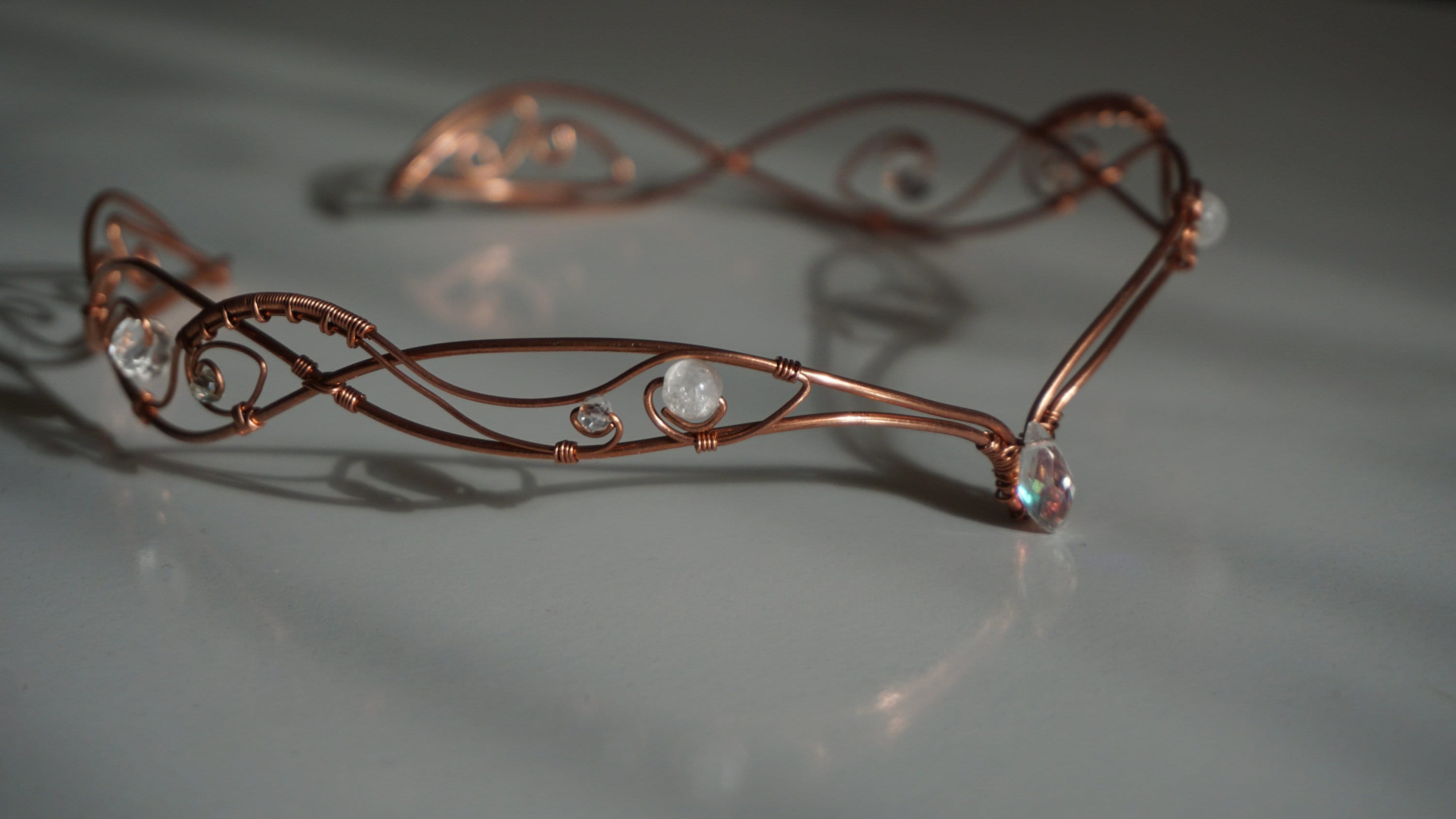 Copper Crystal Elf Crown: Handmade Wire Wrapped Tiara