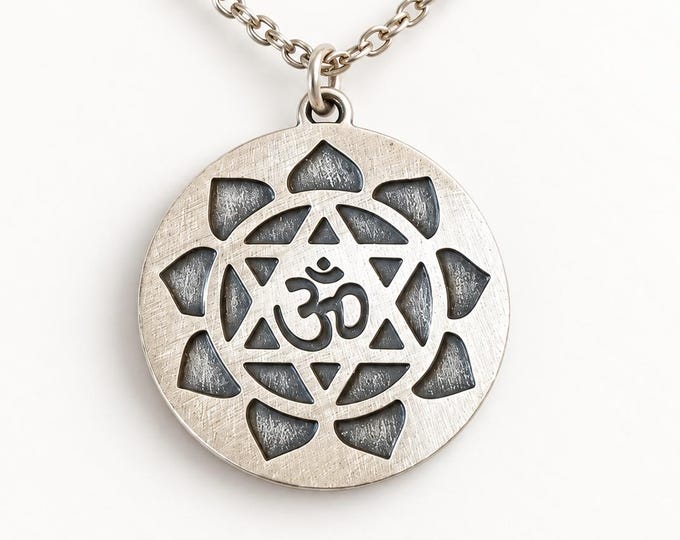 Gayatri Yantra Necklace, Om Lotus Pendant, Sacred Geometry Jewelry, Yoga Meditation Gift, Spiritual Awakening Amulet