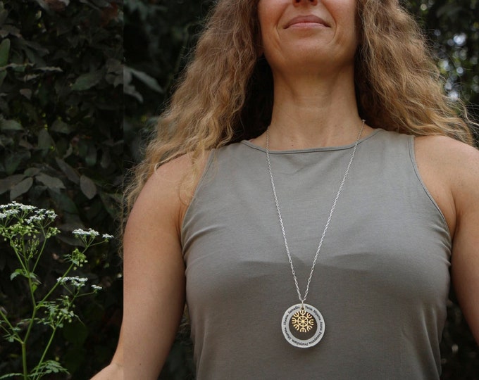 Ashtanga Yoga Yantra Necklace, Gold Plated, Sterling Silver Chain