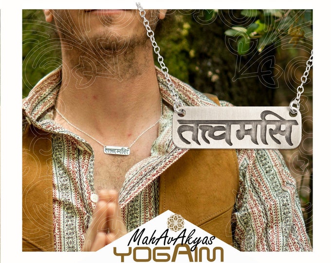 Sanskrit yoga necklace for men, Tat tvam Asi pendant.