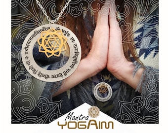 Gayatri Mantra Necklace, Yantra Pendant, Sanskrit Engraving, Unisex Yoga Gift