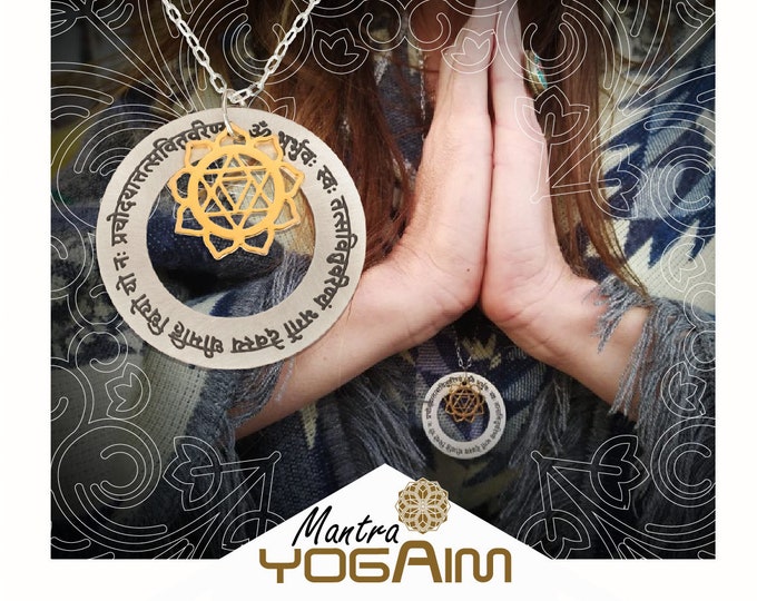 Gayatri Mantra Necklace, Yantra Pendant, Sanskrit Engraving, Unisex Yoga Gift