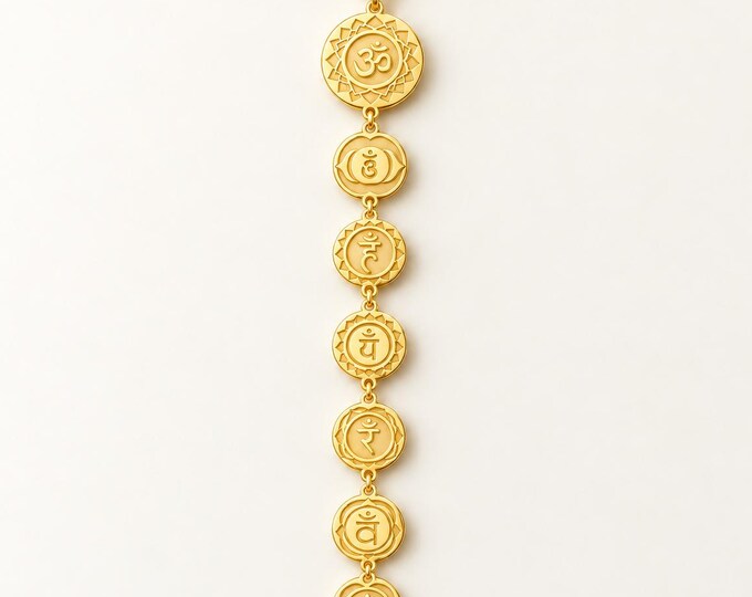 Seven Chakra Bija Mantra Necklace, Sterling Silver Yoga Jewelry