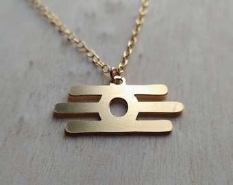 Tripundra Gold Pendant Necklace, Bhakti Yoga Jewelry
