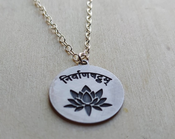 lotus necklace, I am Shiva necklace,  Shiva pendant, NirvaaNa Shatakam Stotra.