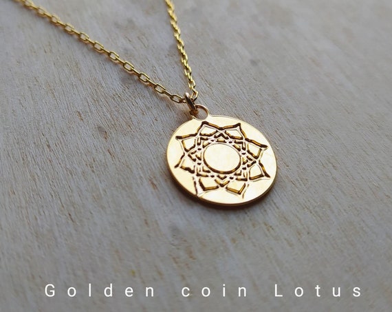 Lotus necklace, symbol of enlightenment, gold lotus flower, yoga necklace, blooming flower, yoga gift.
