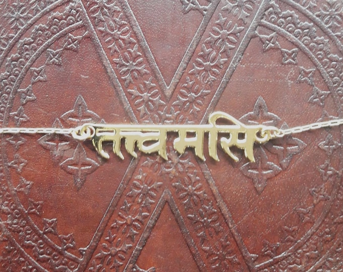 Tat tvam Asi Sanskrit Pendent, I AM THAT Gold pendant,  Hinduism Sanskrit necklace. YogAim Jewelry.