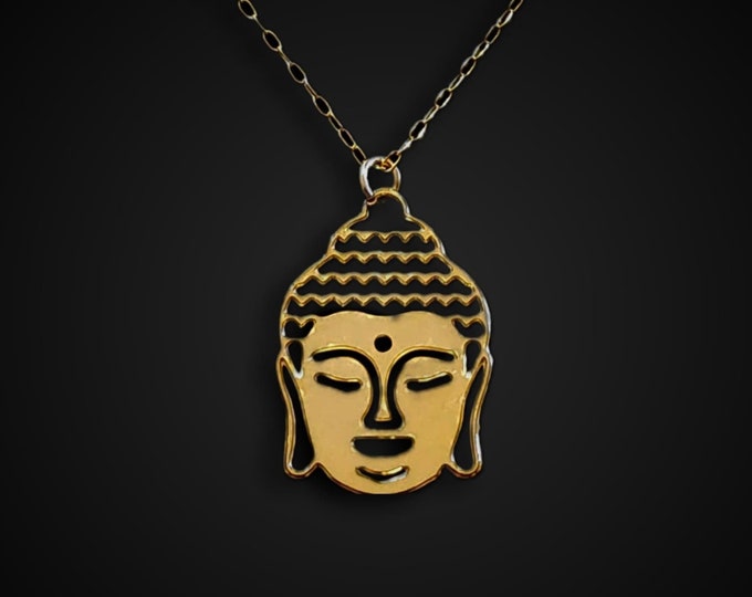 Dainty Buddha Necklace, 14k Gold Plated, Yoga Buddhist Jewelry