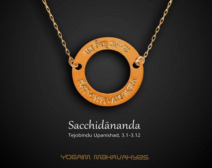 Sat Chit Ananda Necklace, Gold Plated Vedanta Pendant, Yoga Gift