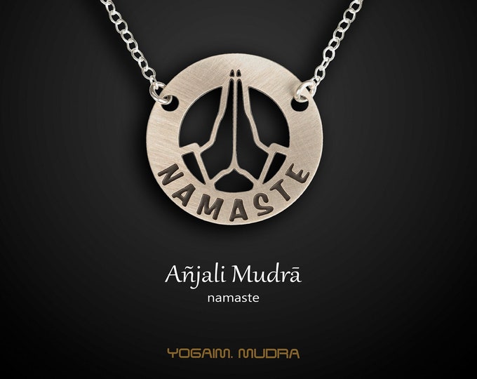 Anjali Mudra Necklace, 24k Gold Plate, Yoga Gift