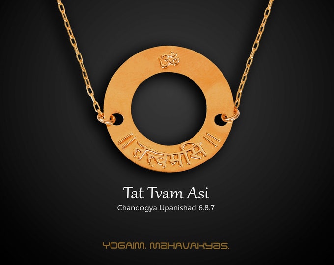 Tat Tvam Asi Pendant, Gold-Plated Sanskrit Necklace, Yoga Jewelry