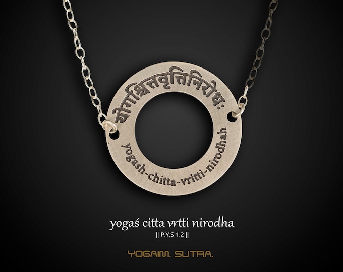 Citta Vritti Nirodha Pendant, Sterling Silver Yoga Sutra Necklace