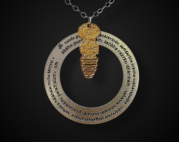 Ashtanga Yoga Mantra Sterling Silver Necklace, Yoga Teacher Gift