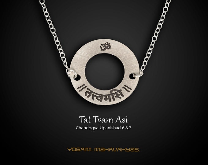 Tat Tvam Asi Necklace, Sterling Silver Yoga Pendant, Indian Gift