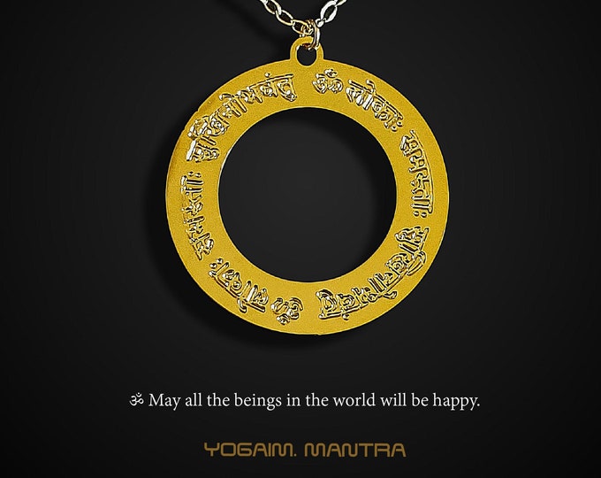 Sukhino Bhavantu Mantra Necklace, Silver Sanskrit Yoga Jewelry