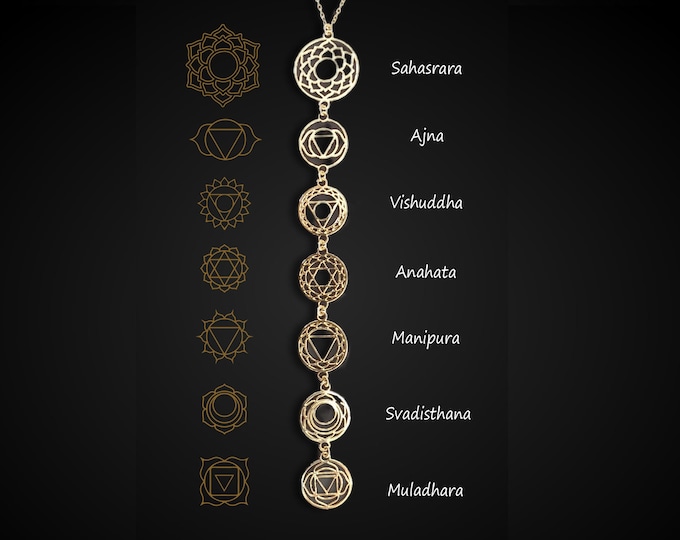 Dainty Chakra Necklace, Gold Plated Chakra Pendant, Kundalini Yoga Jewelry, Protection Pendant, Healing Pendant, Yoga Jewelry.