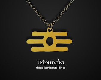 Tripundra Gold pendant, yoga talisman necklace. Limited Edition.