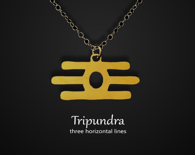 Tripundra Gold pendant, yoga talisman necklace. Limited Edition.